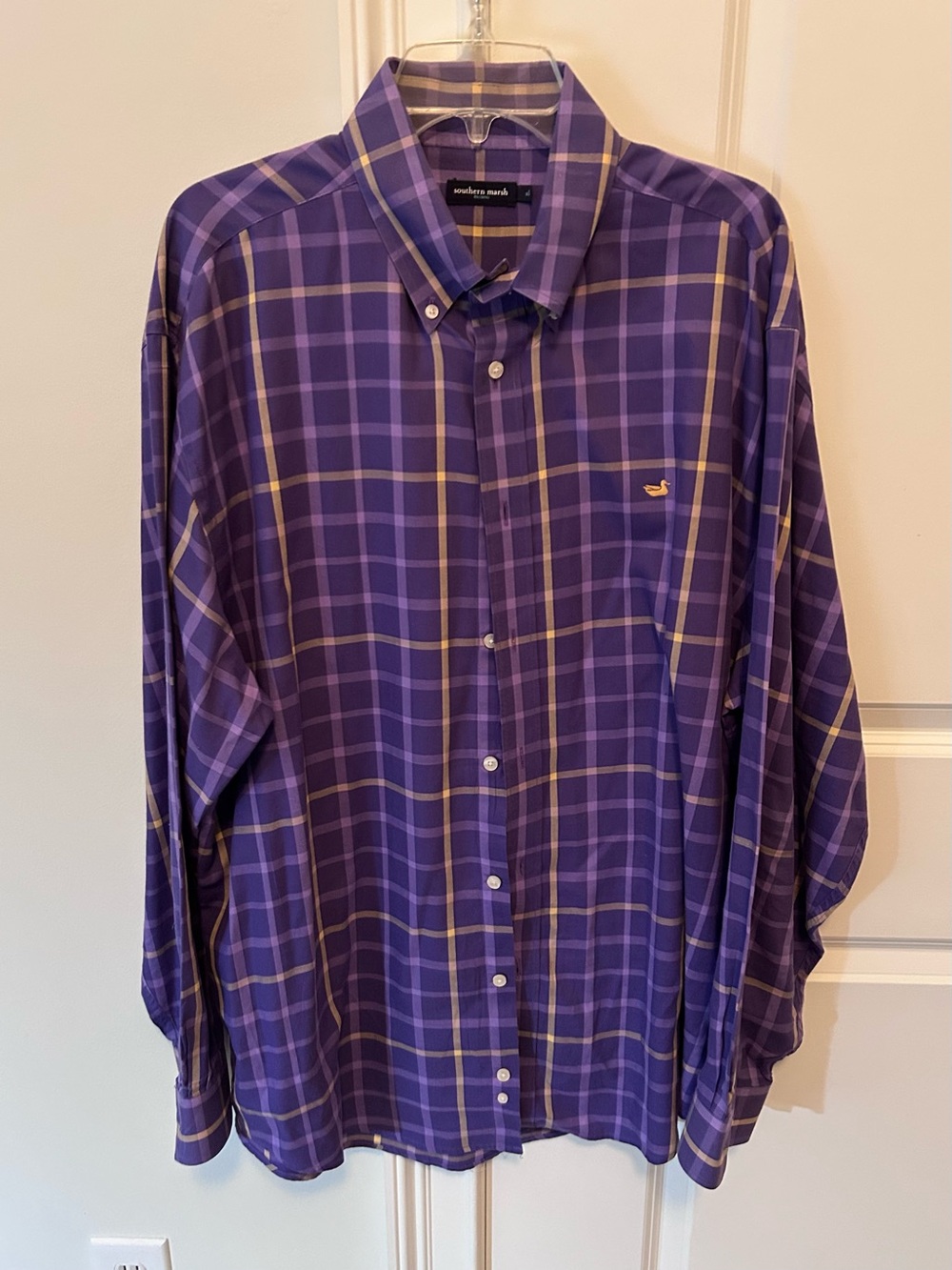 Men’s Southern Marsh Purple and Yellow Plaid Button-Down Shirt